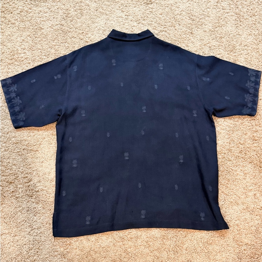 Vintage Tommy Bahama %100 Silk Button-up Shirt Pineapple Palm Trees Size Med - Picture 5 of 6